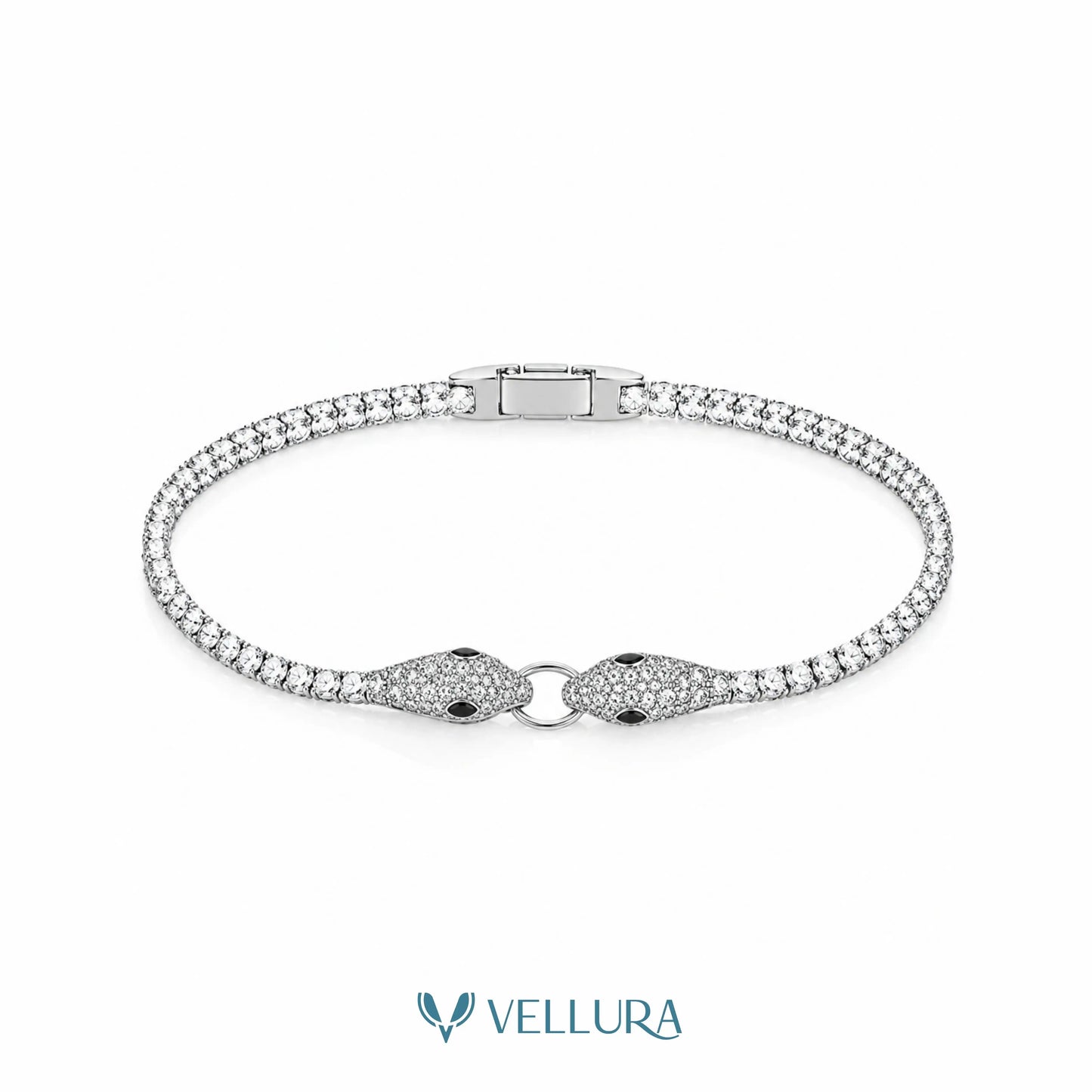 Silver Snake Head Tennis Bracelet