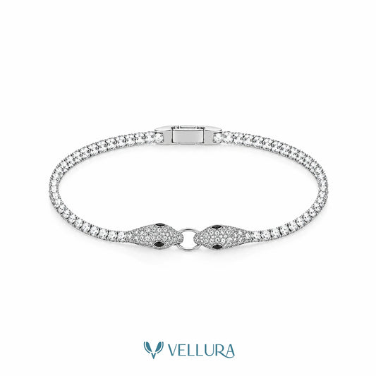 Silver Snake Head Tennis Bracelet