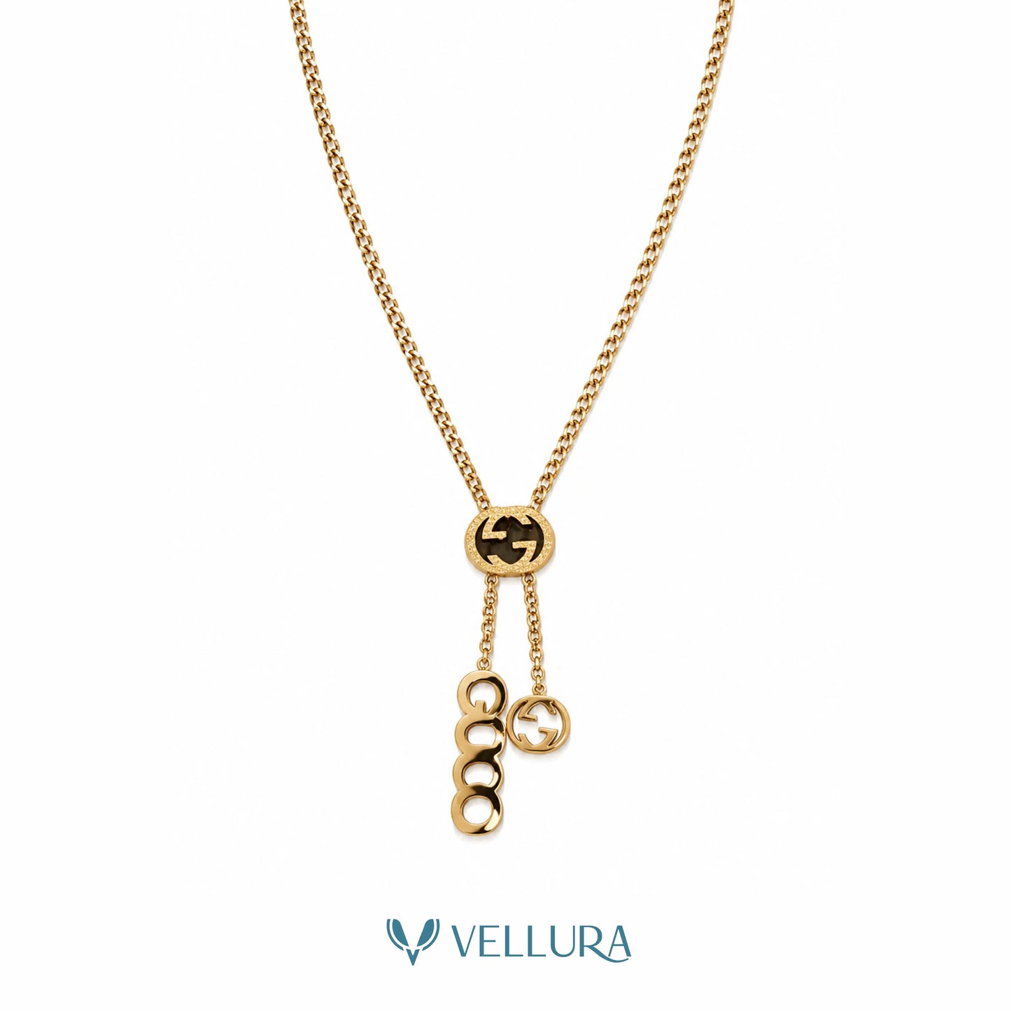 Gucci' Inspired Gold Drop Necklace