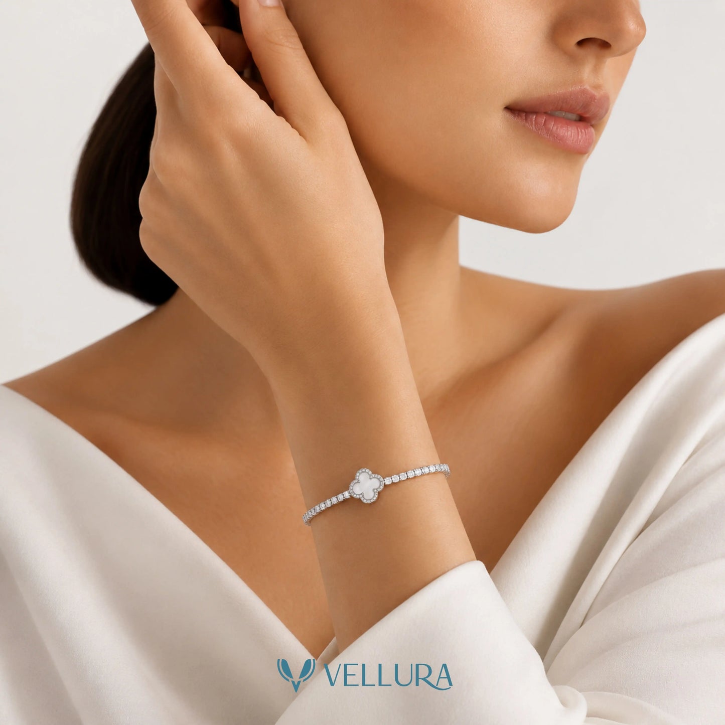 Silver Clover Tennis Bracelet