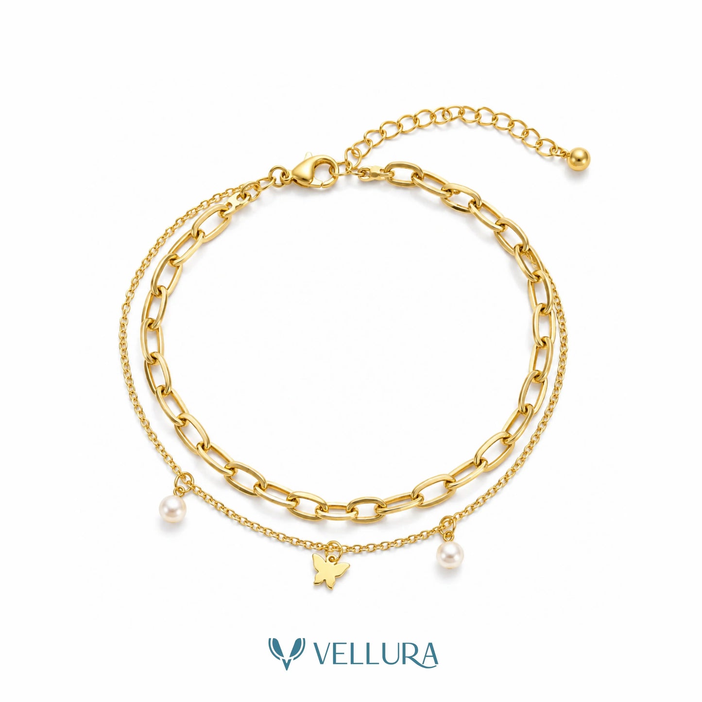 Pearl & Butterfly Charm Bracelet