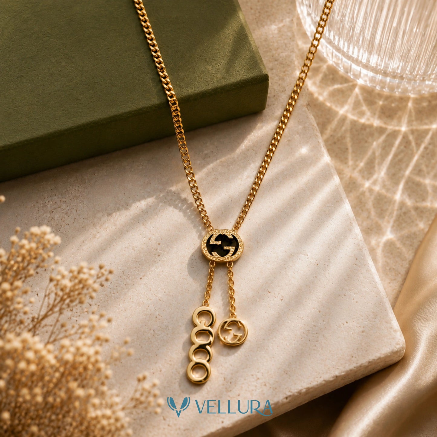Gucci' Inspired Gold Drop Necklace