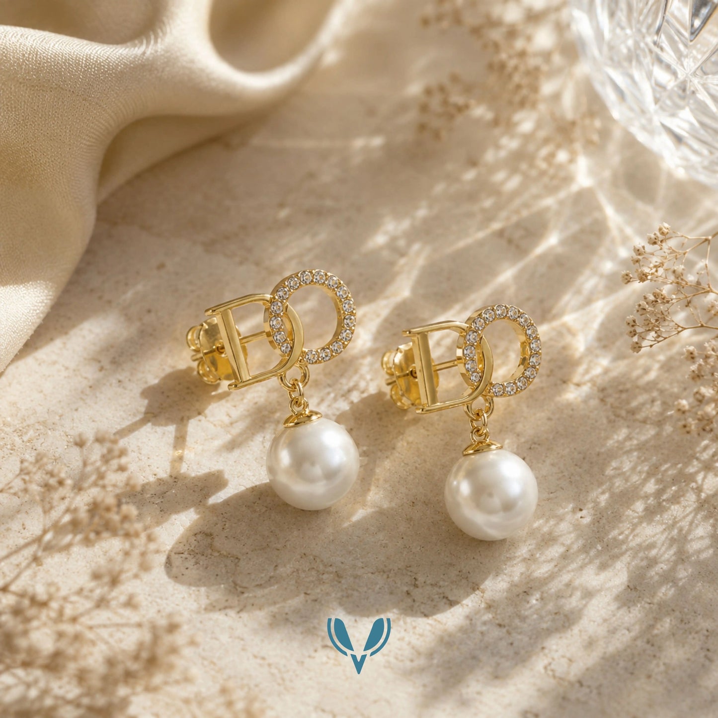 Luxury Dior' Inspired Pearl Earrings
