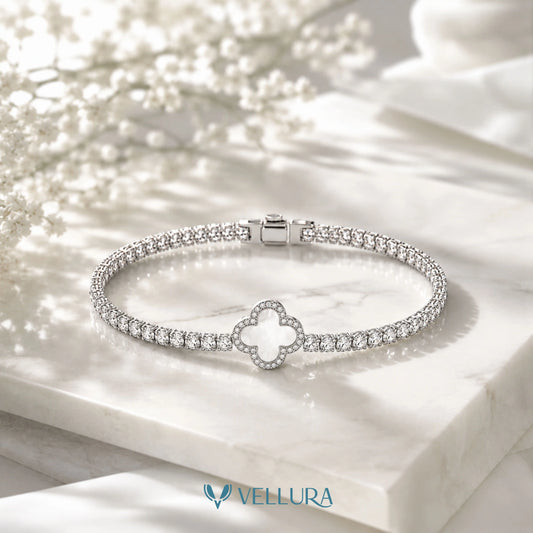 Silver Clover Tennis Bracelet