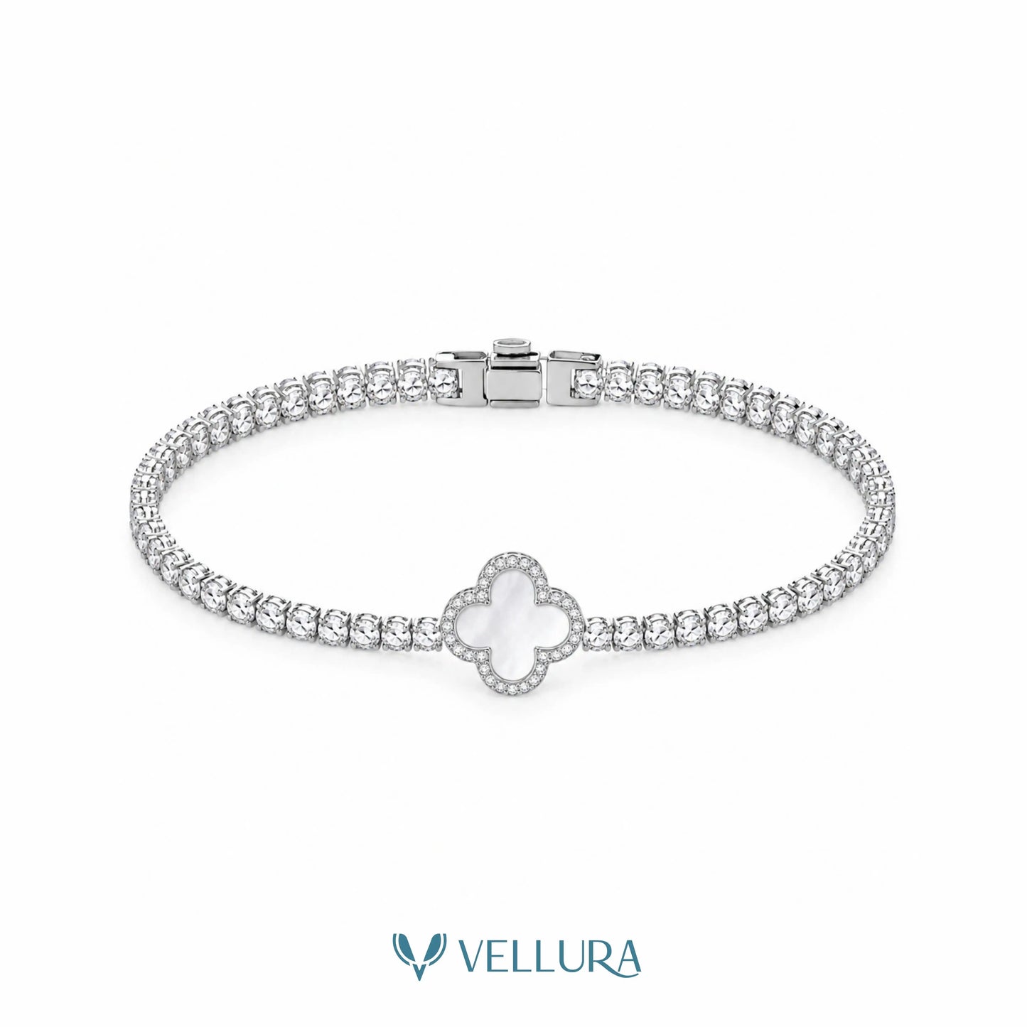 Silver Clover Tennis Bracelet