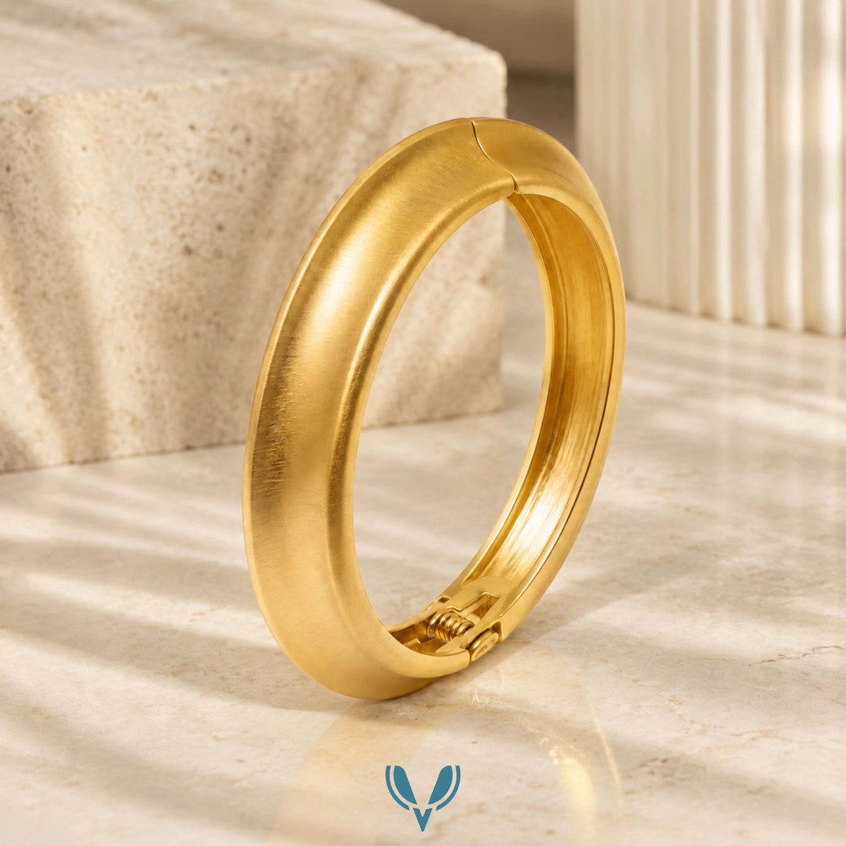 Gold Minimalist Hinged Kada Bracelet