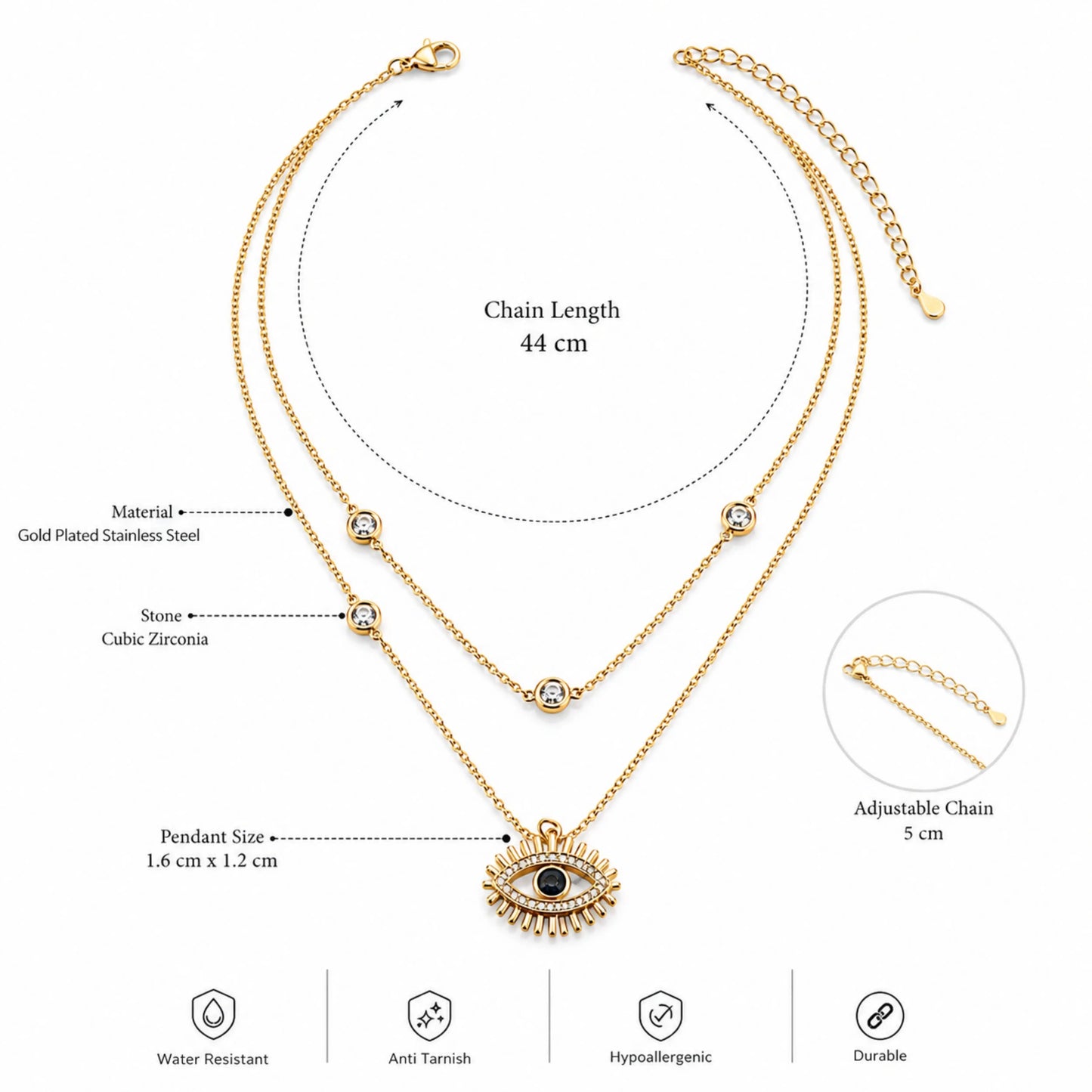 Evil Eye Layered Necklace