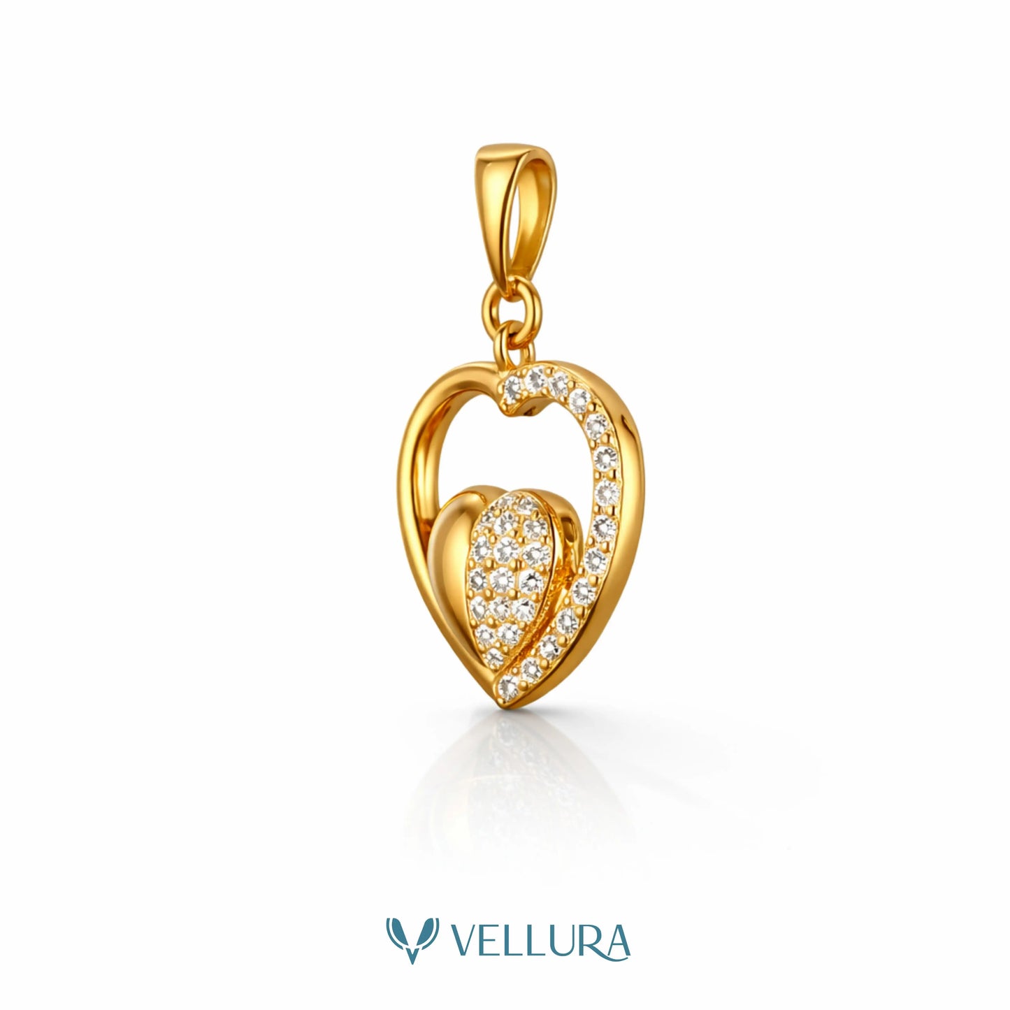 Heart Drop Pendant With Swarovski Stones