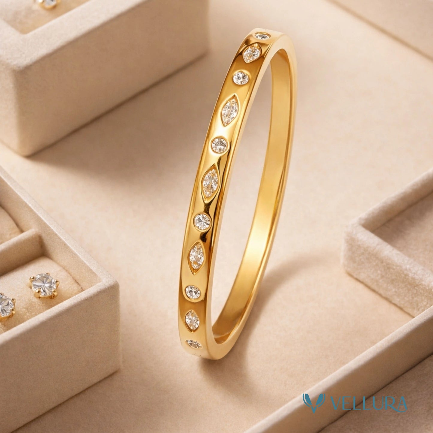 Gold Crystal Bangle Bracelet