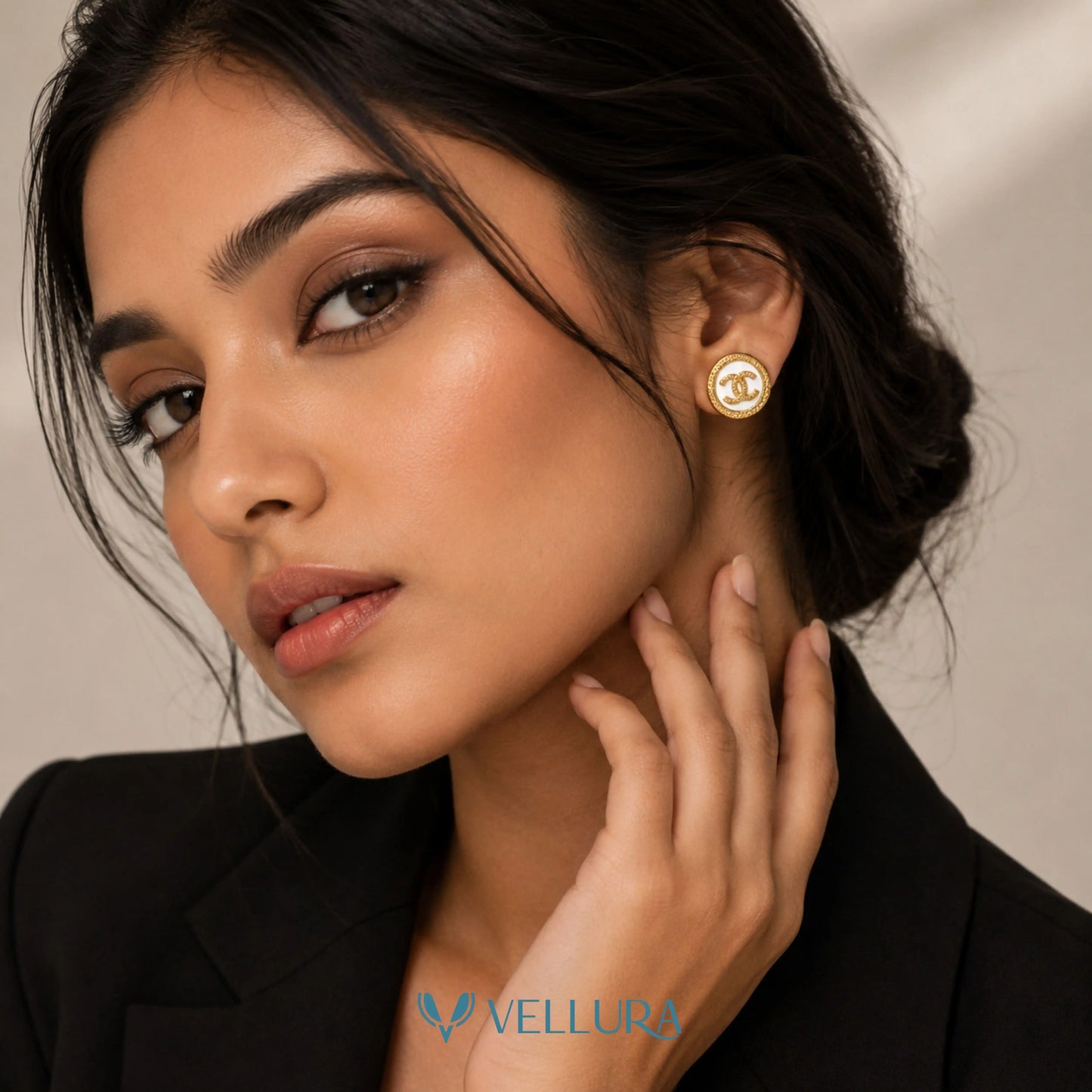 CC Inspired Gold Stud Earrings