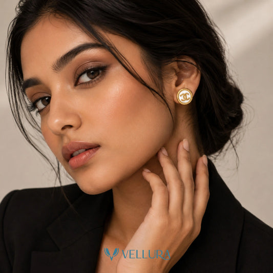 CC Inspired Gold Stud Earrings