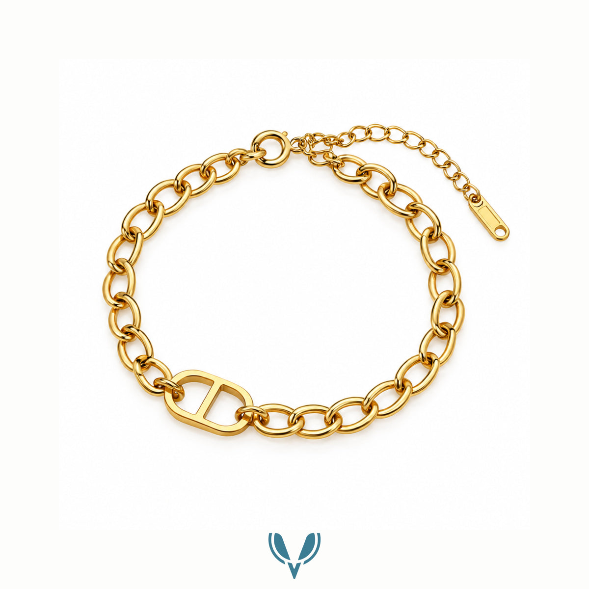 Gold Pearl & Star Charm Link Bracelet