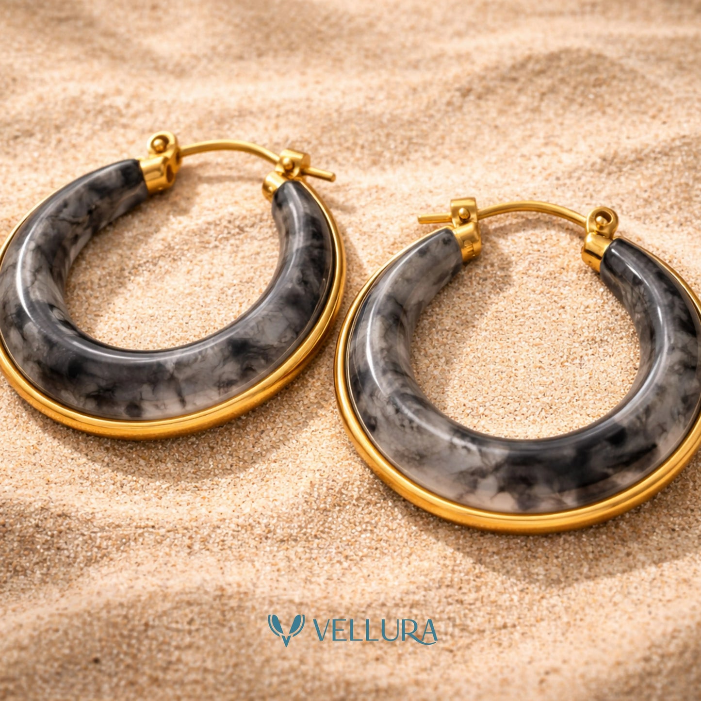 Marble Hoop Earrings