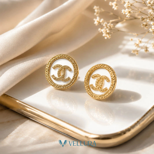 CC Inspired Gold Stud Earrings