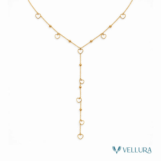 Gold Heart Drop Necklace
