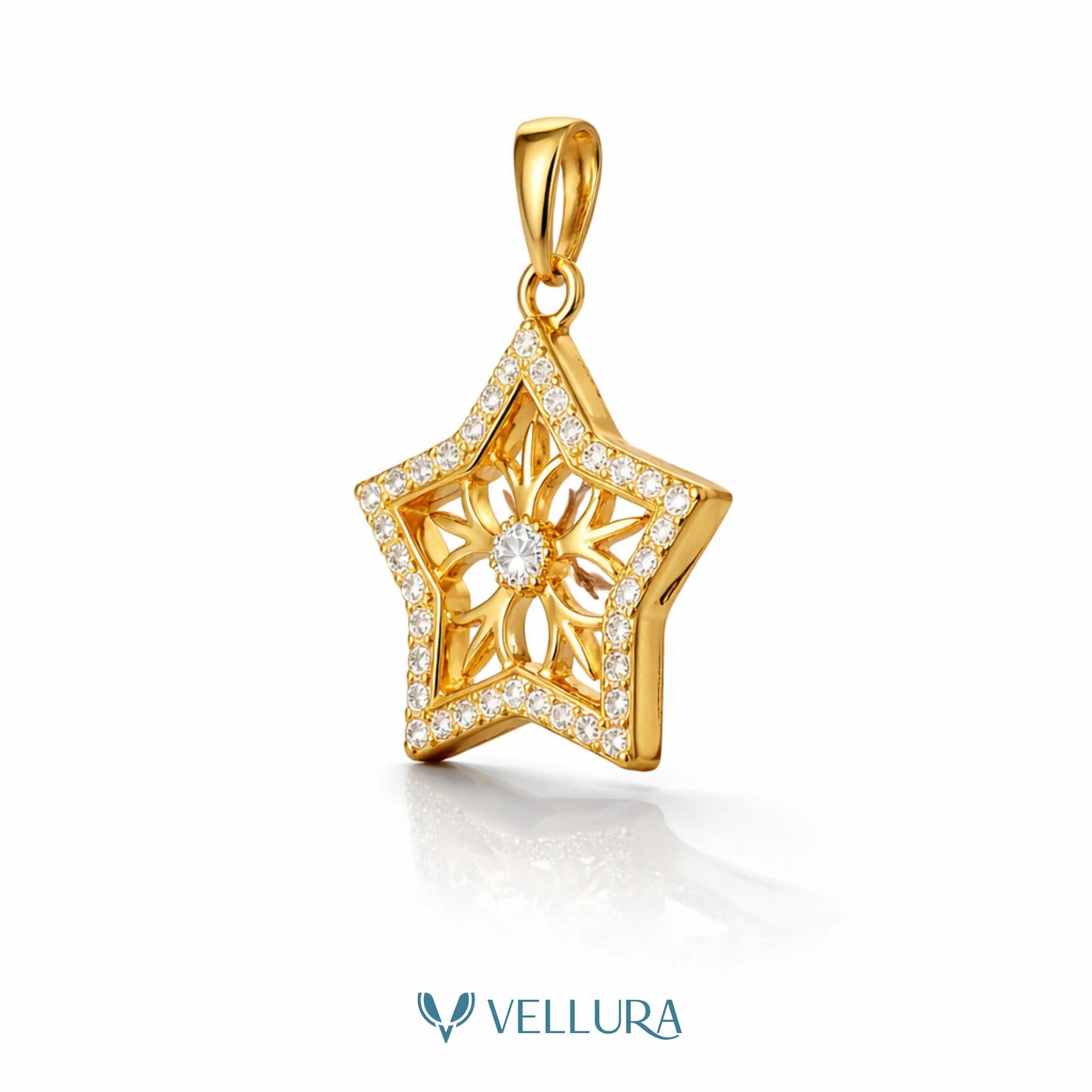 Star Drop Pendant With Swarovski Stones