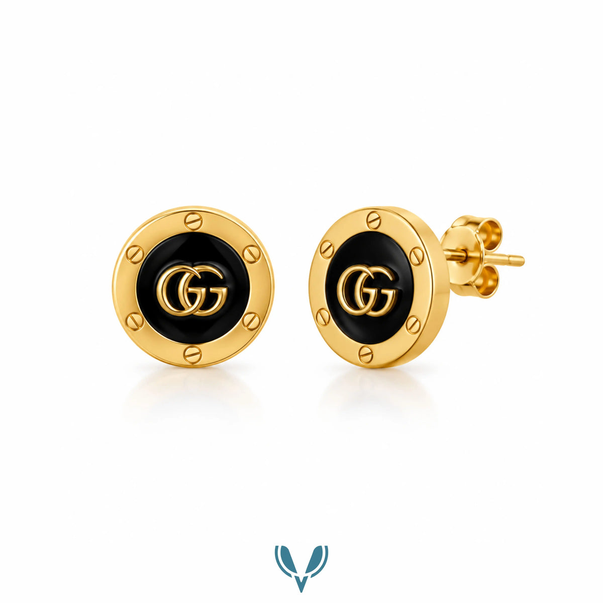 Designer Black Enamel Stud Earrings VEL-002