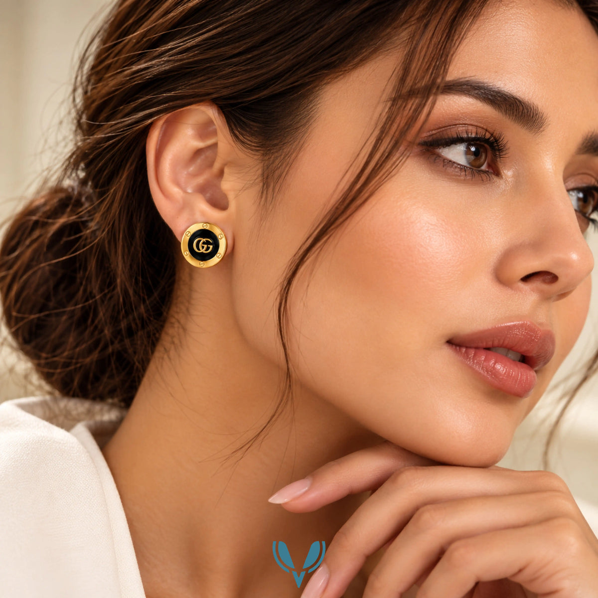 Designer Black Enamel Stud Earrings VEL-002