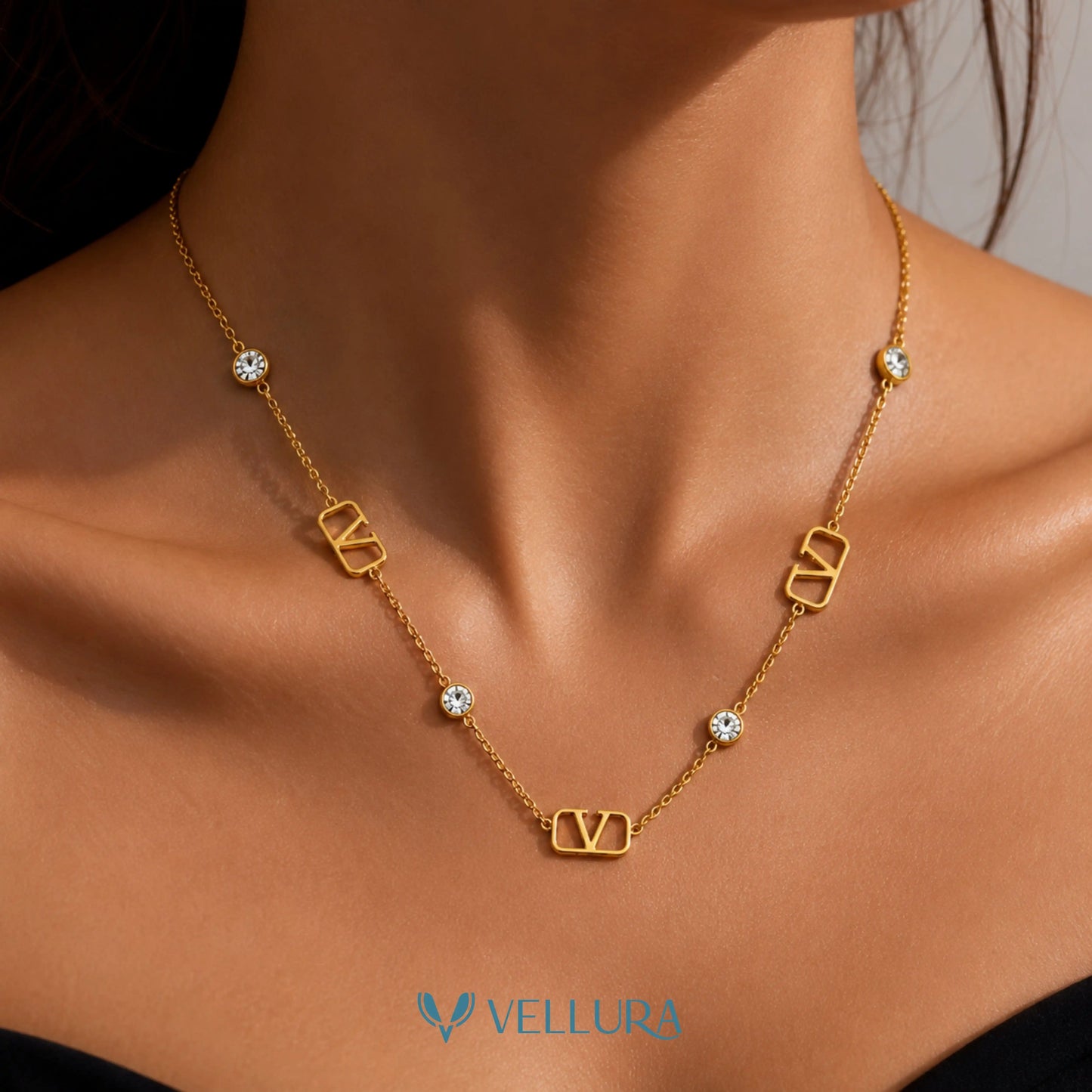 Valentino Inspired Crystal Necklace