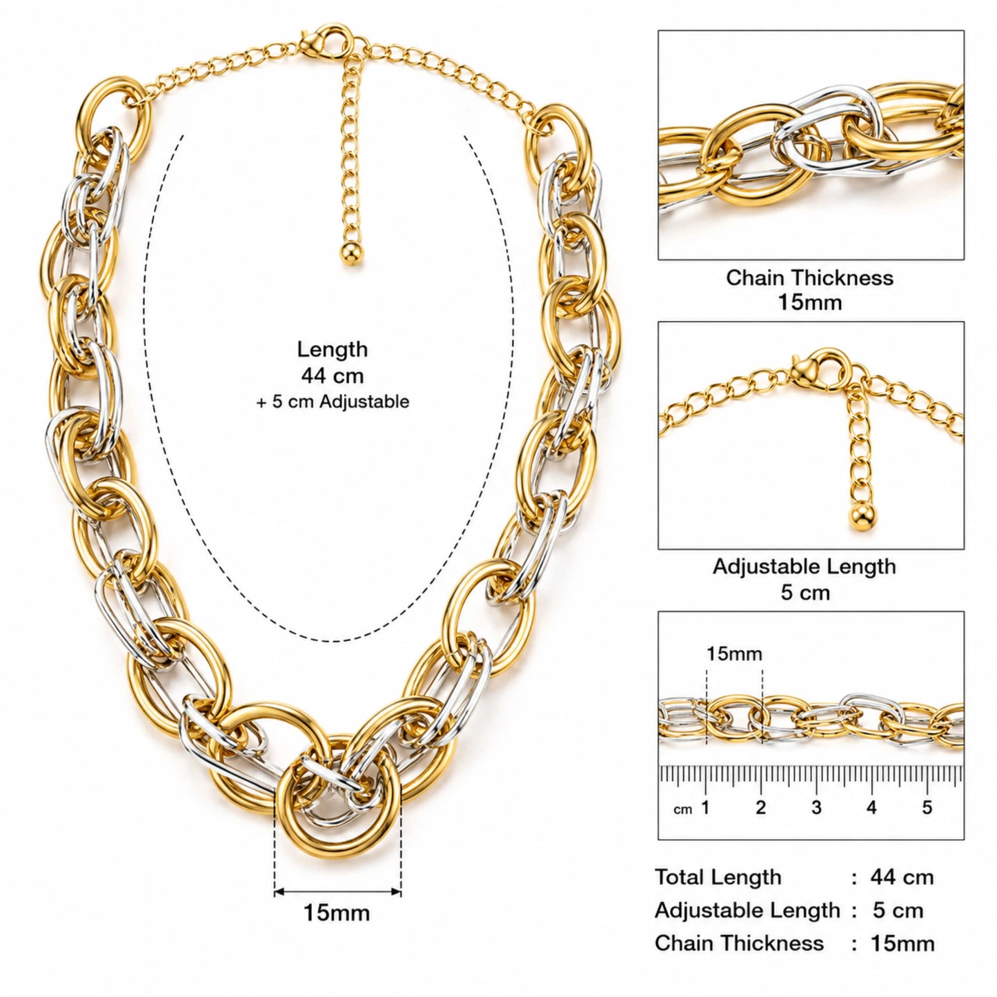 Dual Tone Chunky Link Chain