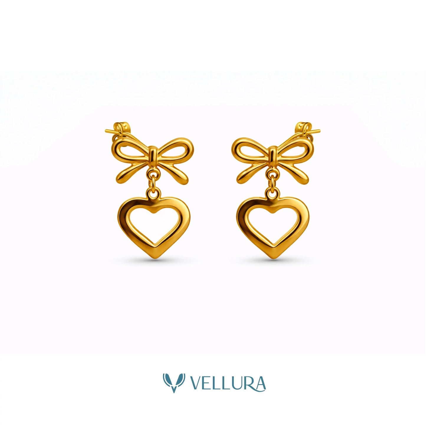 Bow Heart Drop Earrings
