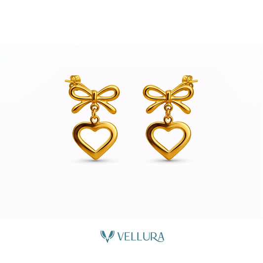 Bow Heart Drop Earrings