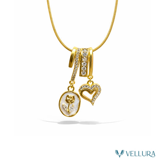 Heart & Rose Charm Necklace