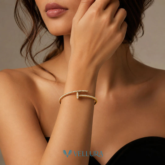 Gold Plated Studded Nail Bracelet
