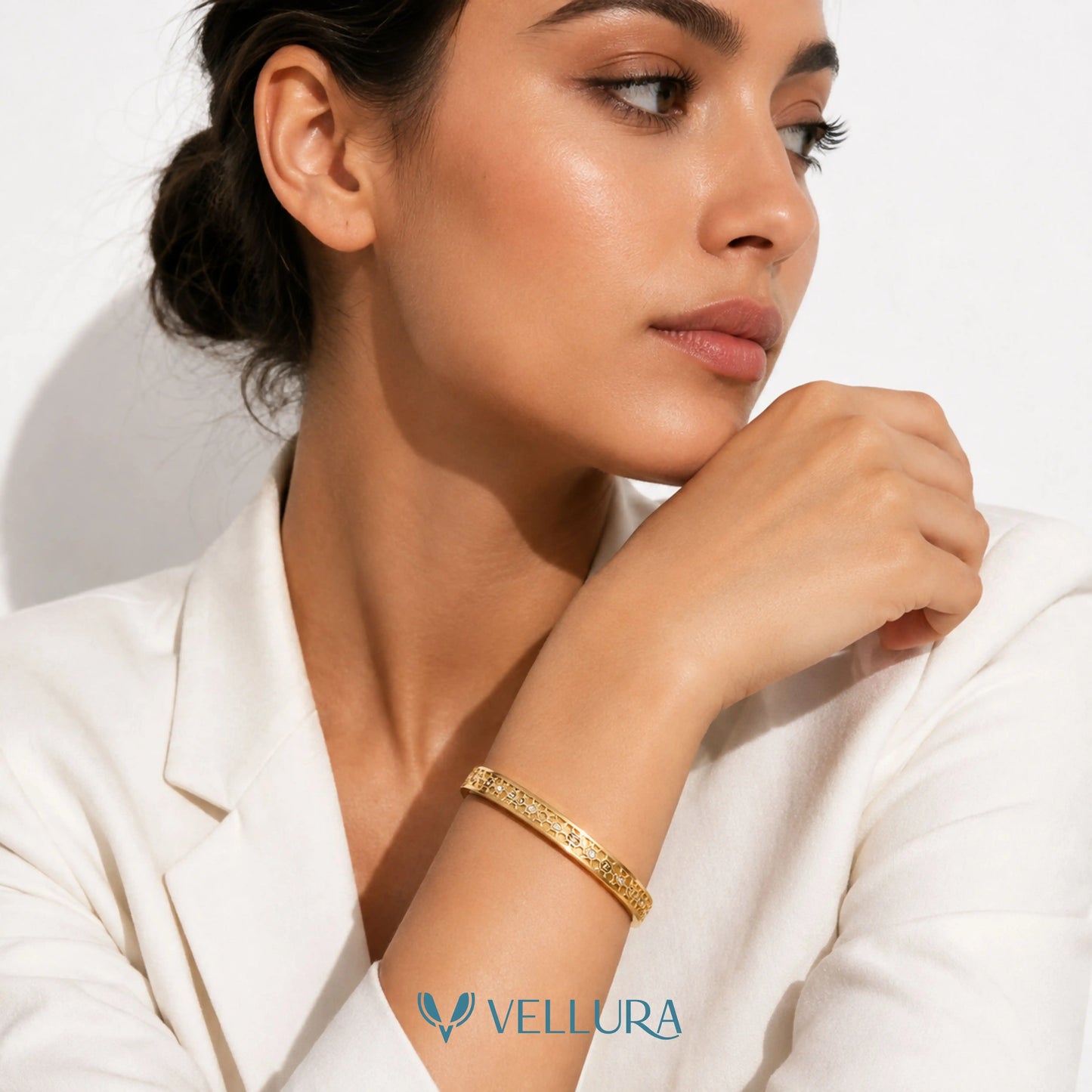 Honeycomb CZ Gold Bracelet