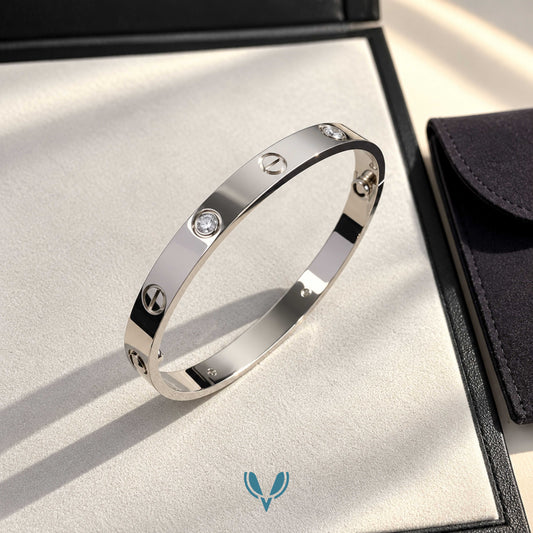 Silver Screw Motif CZ Bracelet