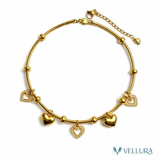 Gold Heart Charm Bracelet
