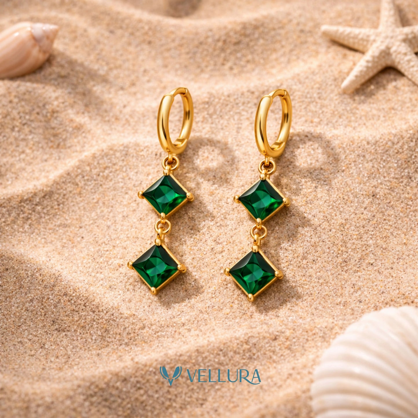 Double Square Drop Earrings