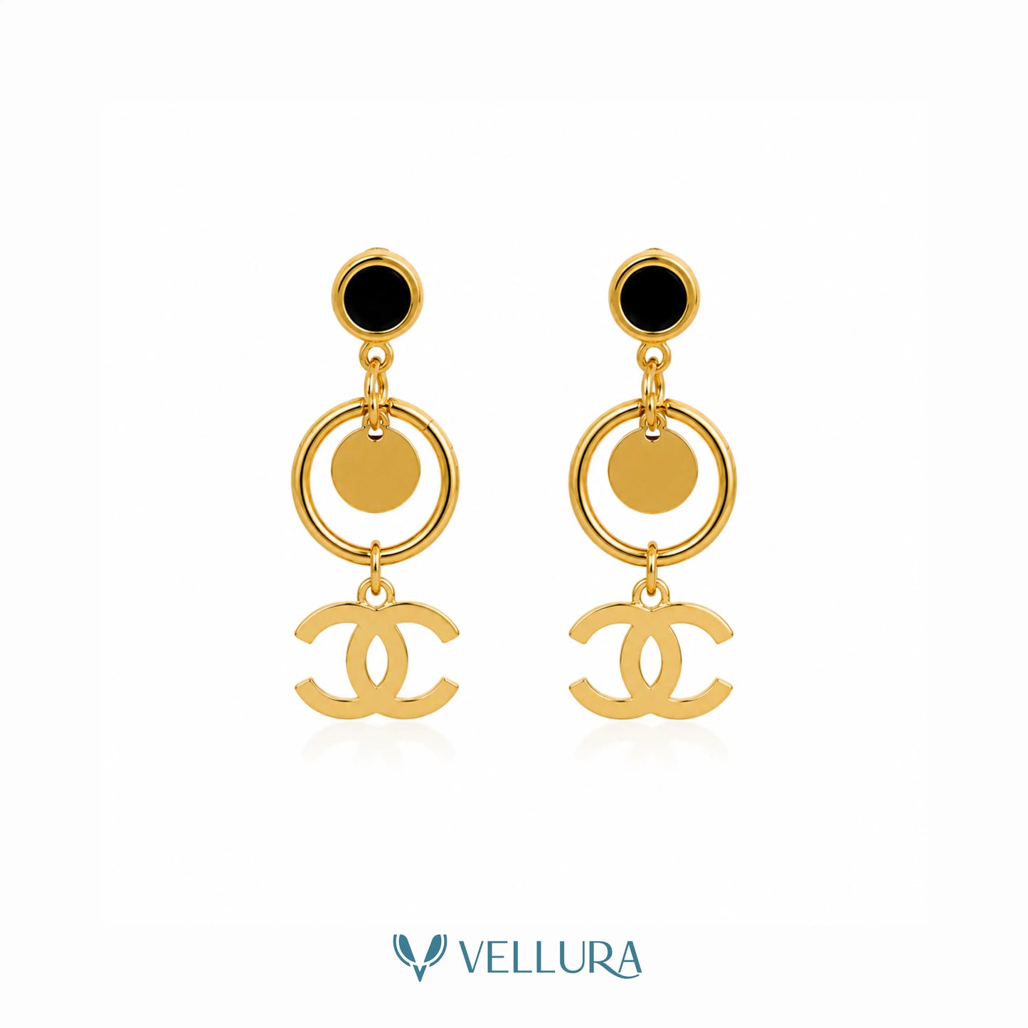 CC INSPIRED-Black Enamel Drop Earrings