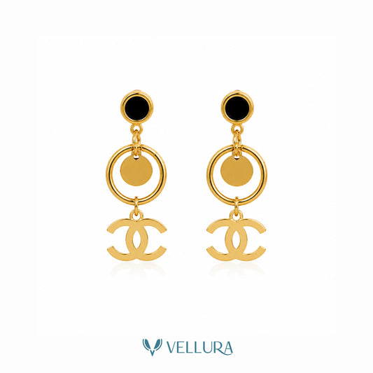 CC INSPIRED-Black Enamel Drop Earrings
