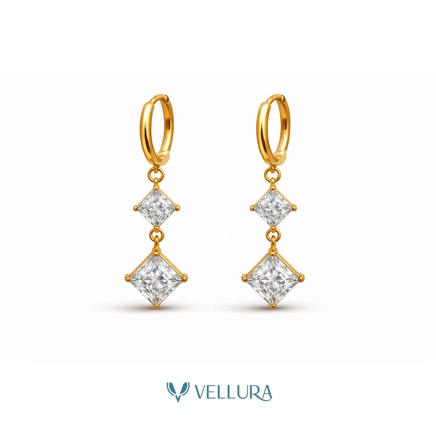 Double Square Drop Earrings