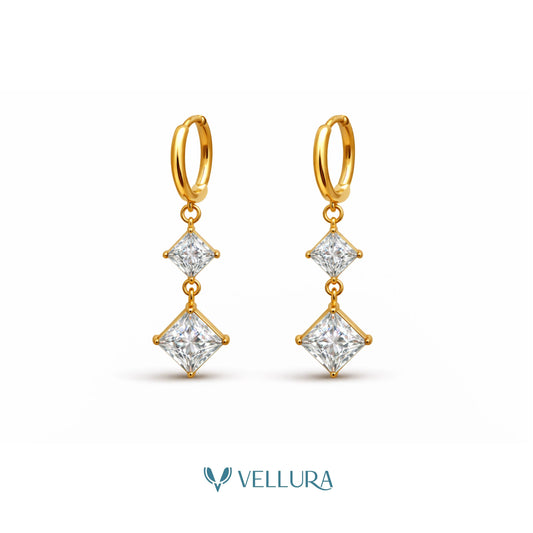 Double Square Drop Earrings