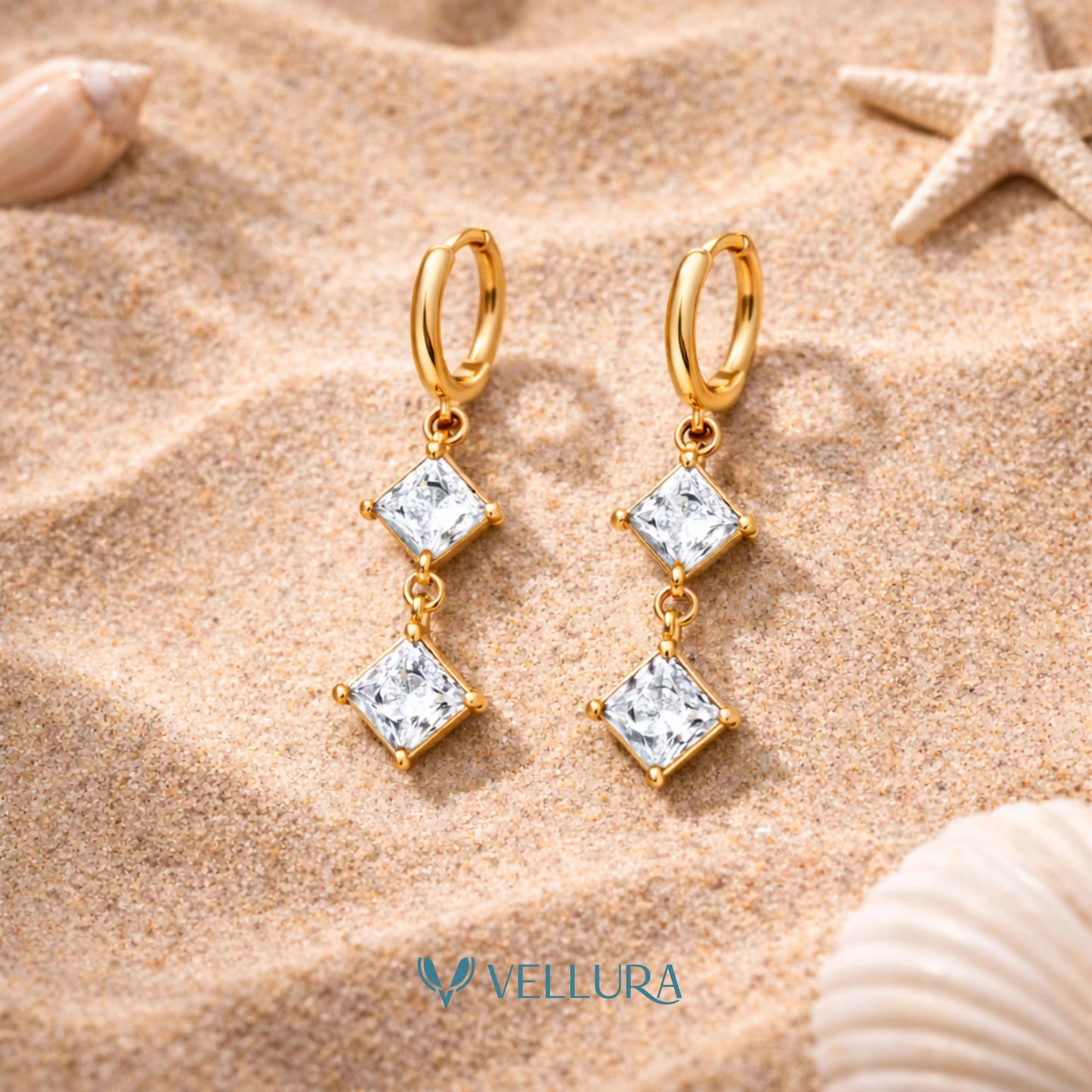 Double Square Drop Earrings