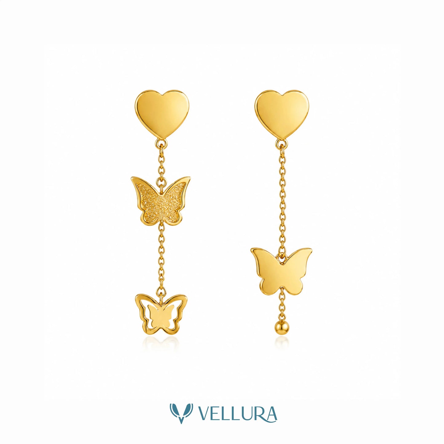 Brand Inspired Butterfly Heart Drop Earrings f