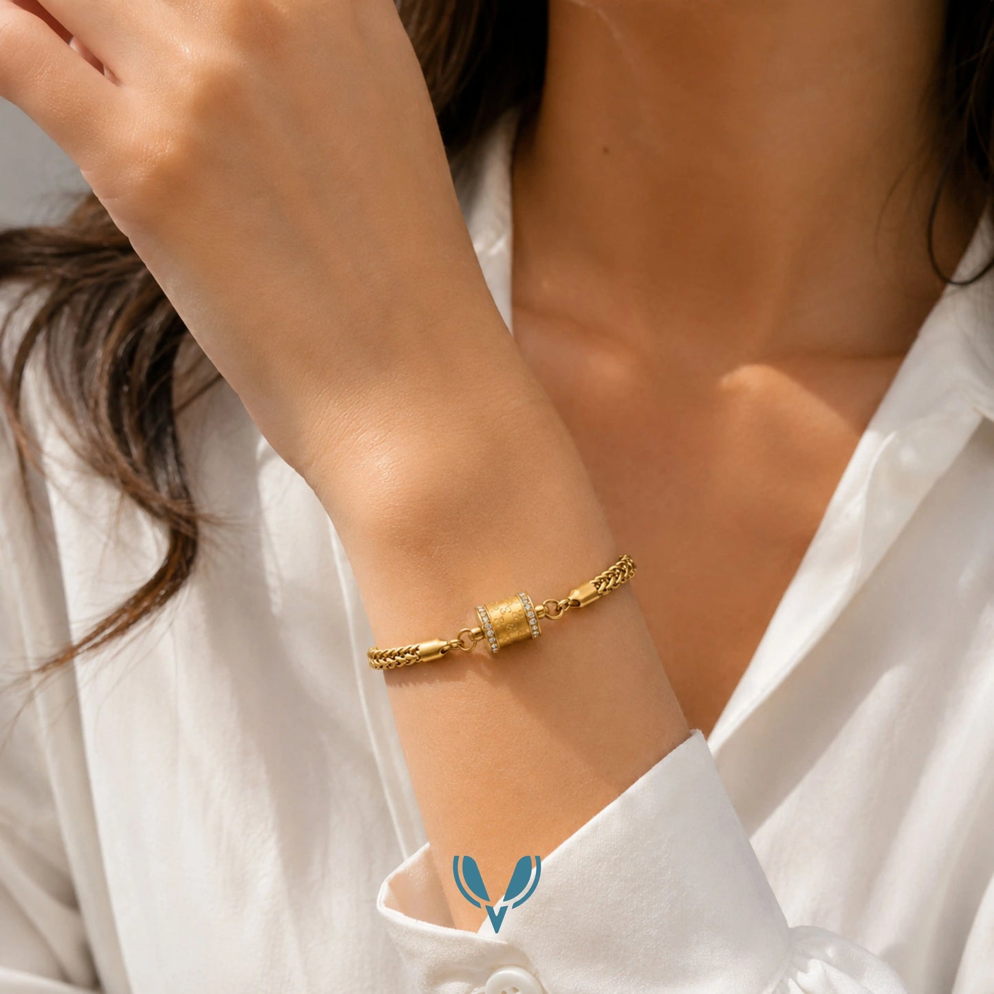 LV' Inspired Gold Chain Bracelet