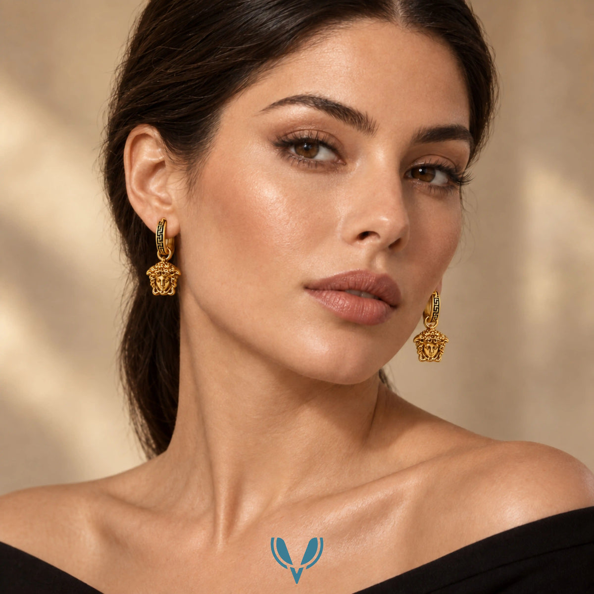 Medusa Greek Key Hoop Earrings