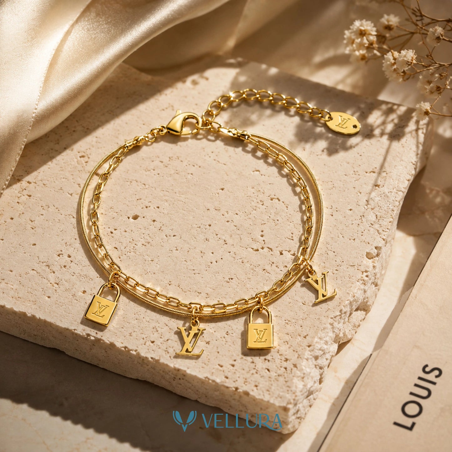 LV' Designer Inspired Charm Bracelet