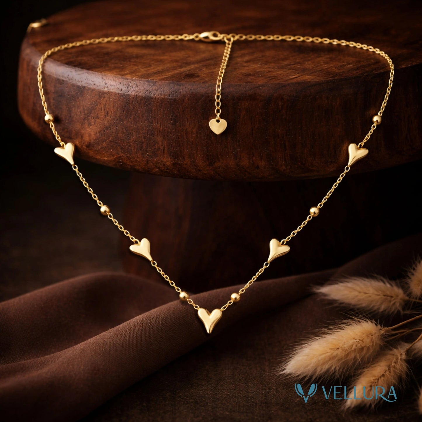 Heart Charm Necklace & Earrings Set
