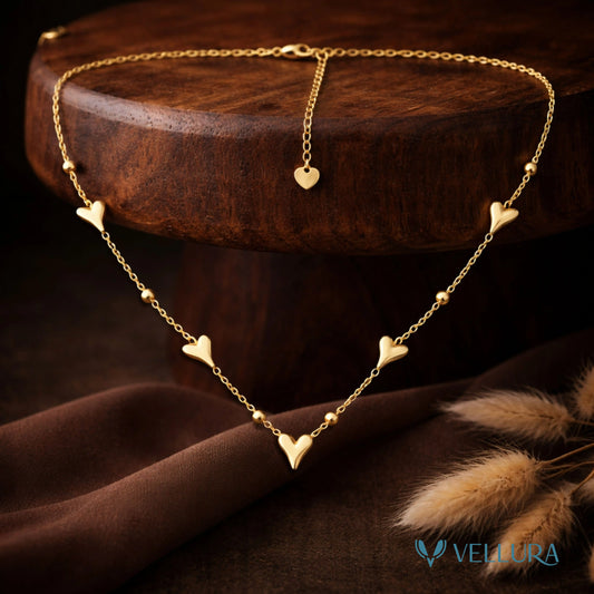 Heart Charm Necklace & Earrings Set