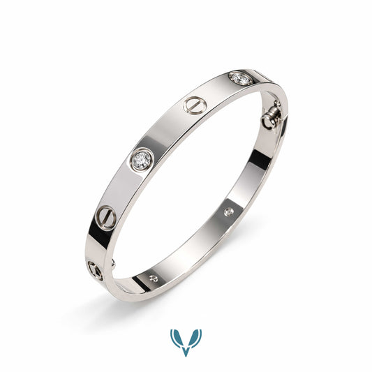 Silver Screw Motif CZ Bracelet