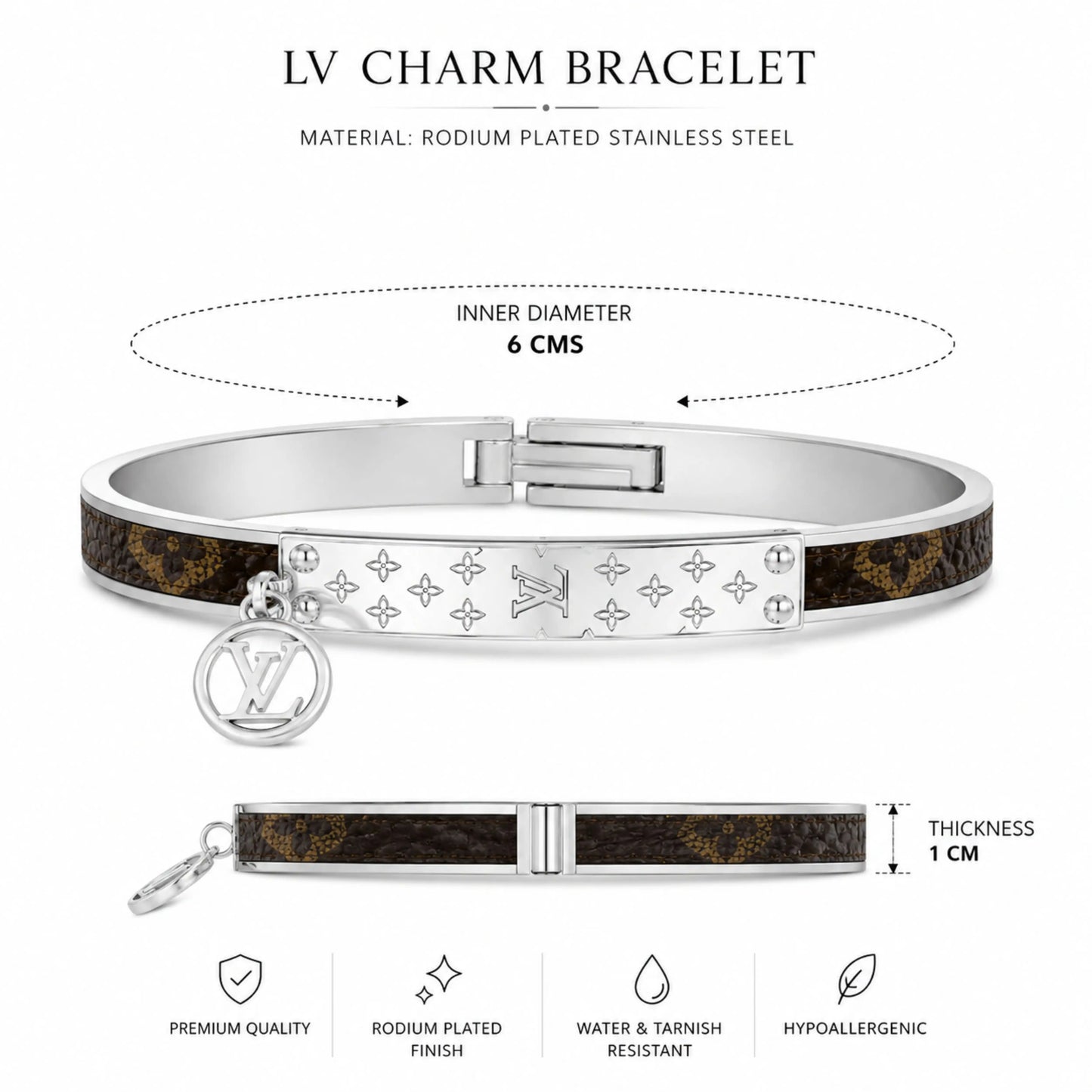 LV INSPIRED-Charm Cuff Bracelet