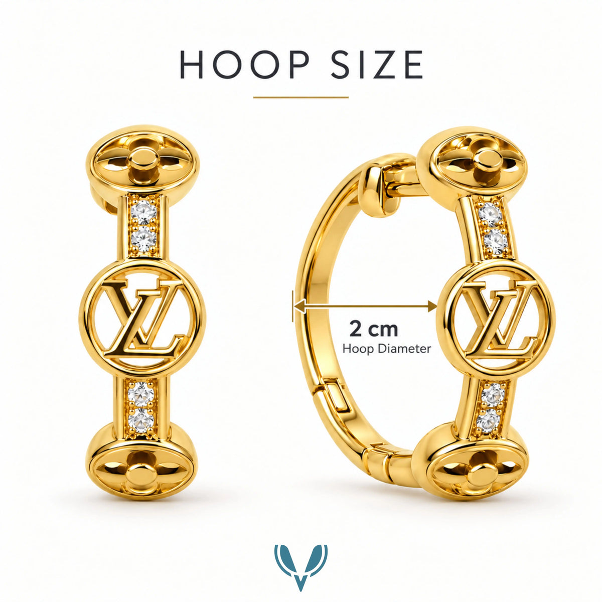 LV' inspired Monogram CZ Hoop Earrings