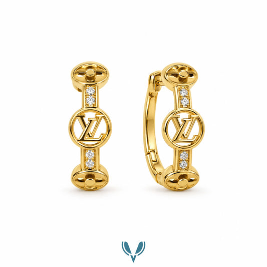 LV' inspired Monogram CZ Hoop Earrings