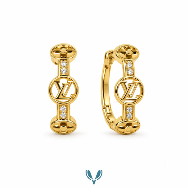LV' inspired Monogram CZ Hoop Earrings