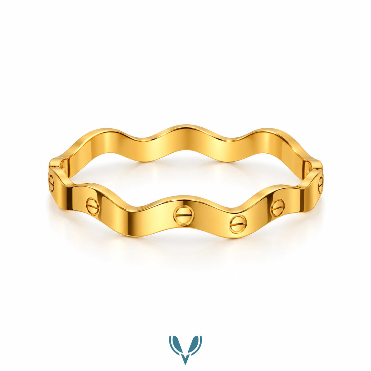 Gold Wave Screw Motif Bracelet