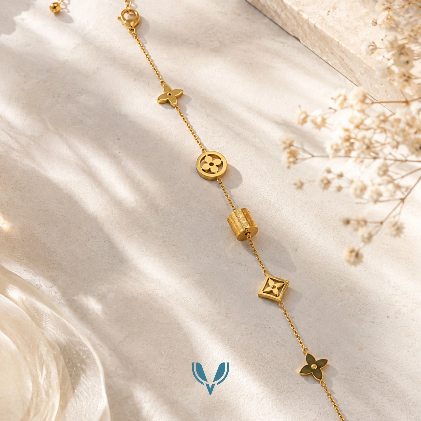 LV' Inspired Charm Bracelet